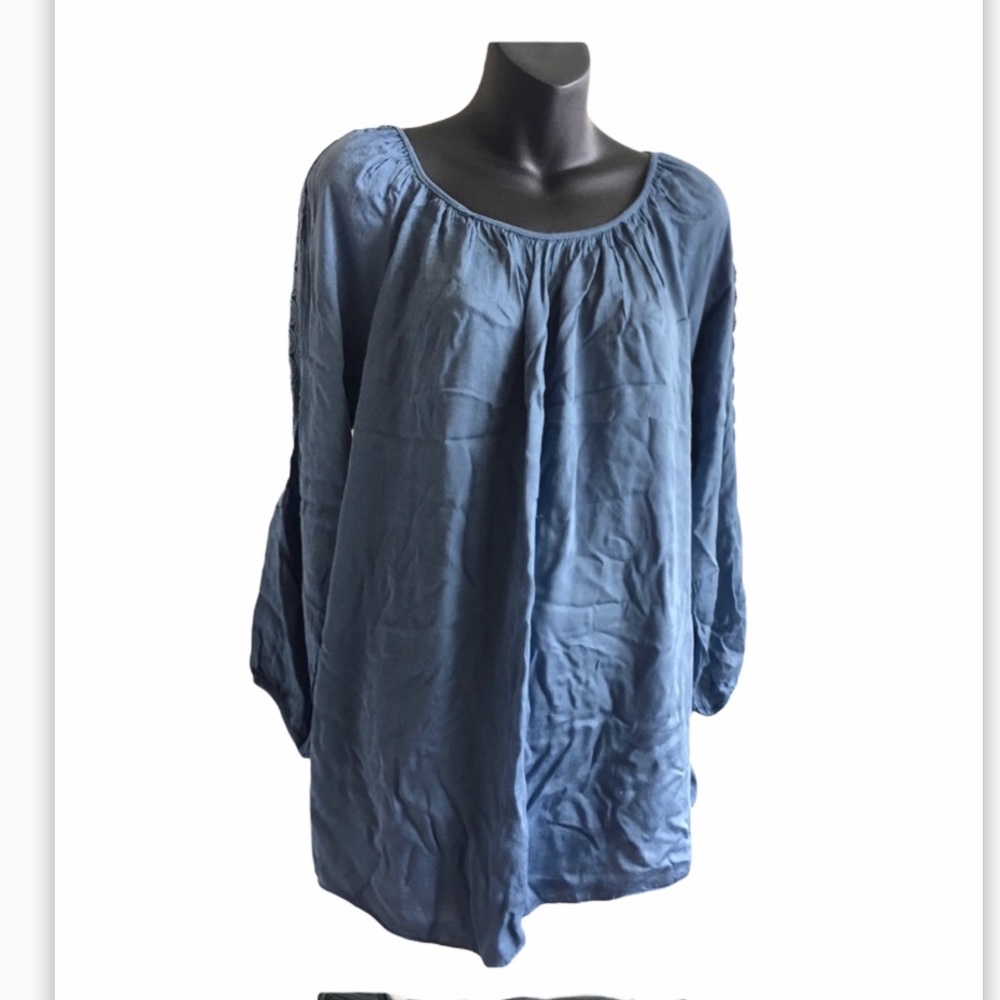 Alice Rinaldi Boho Top with Crochet Lace Accents